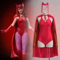wanda scarlet witch female sexy halter backless swimsuit cosplay costume hero swinwear cape set