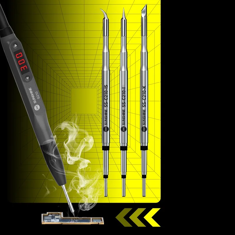 

SUNSHINE SS-210 RELIFE GVM C210 IS I K Series Soldering Iron Tips Curve Sharp Blade for JBC Original T210 Handle Welding Station