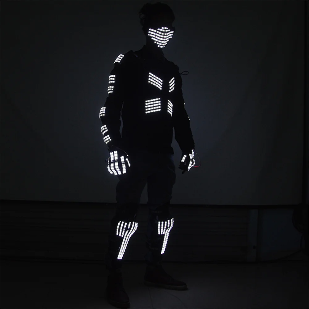 Magicool светодиодное освещение доспехи перчатки маски светящееся пальто