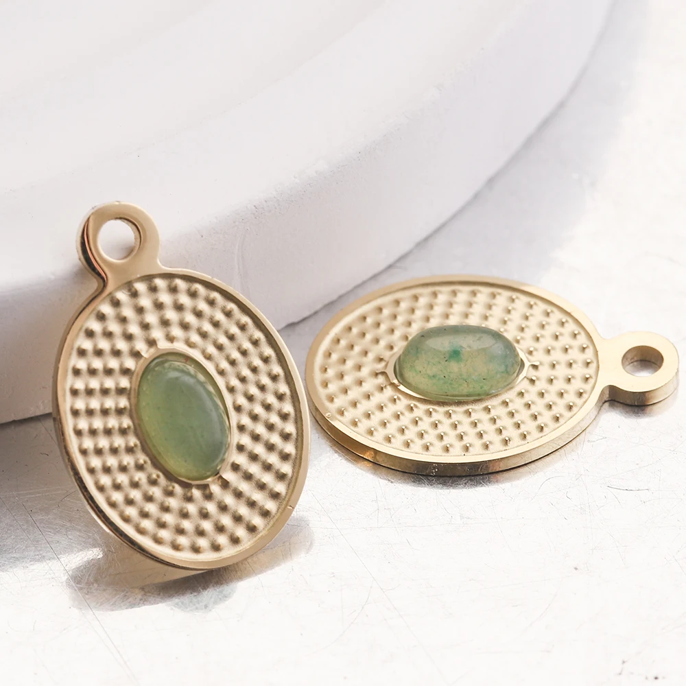 

5pcs 12*18mm Hole Natural Stone Stainless Steel Pendants Waterdrop Dangle DIY Earring Charms Making Jewelry wholesale Necklace