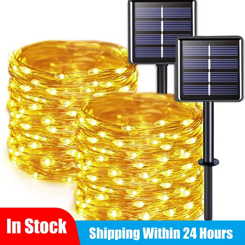 

100/200/300LED Solar String Lights 8 Modes Waterproof Fairy Lights Auto On/Off Garland Lamp for Patio/Tree/DIY/Party Decor