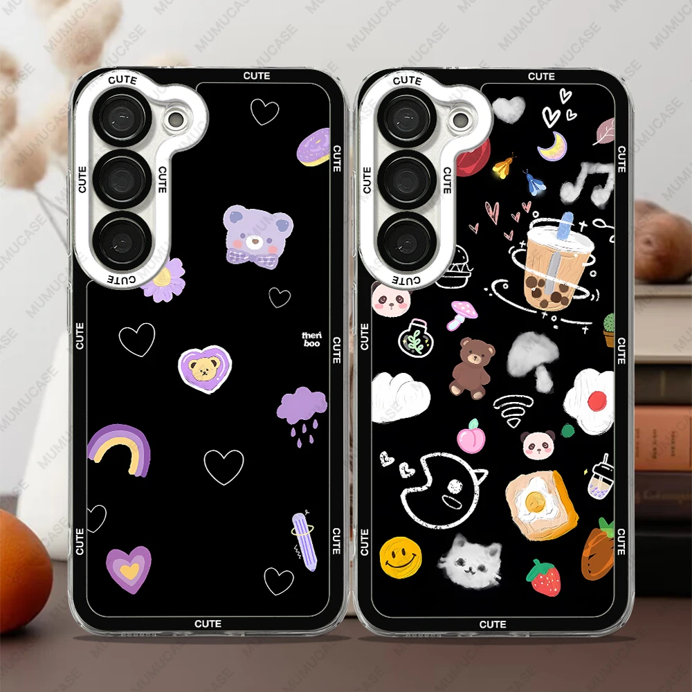 Чехол для телефона Samsung Galaxy A13 A14 A22 A24 A50 A31 A32 A33 A34 A51 A52 A53 A54 A72 A73 Soft Cover Cute Little Panda Rabbit