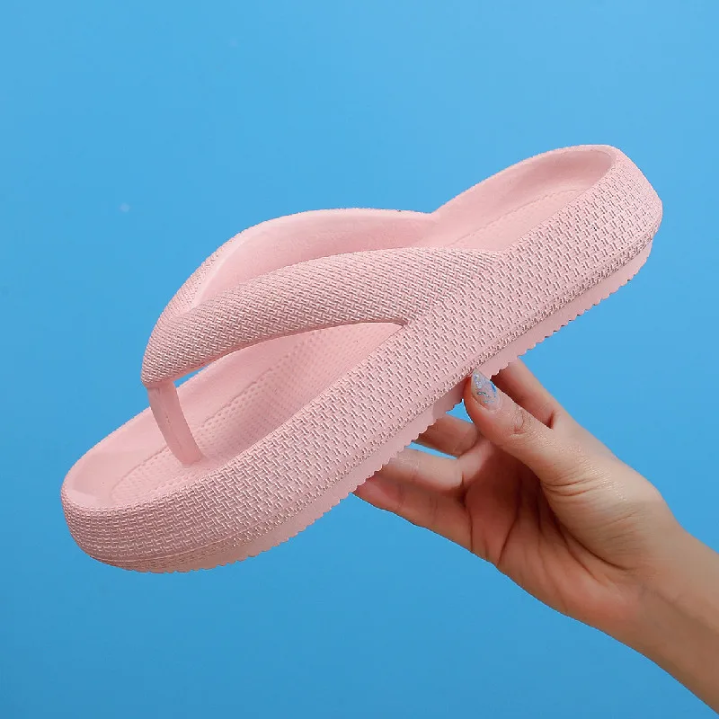 Summer Thong Flip Flops Slippers Outdoor Beach Sandals  EVA Casual Flat Platform Comfy Shoes Women Couple Thick Soled 4cm