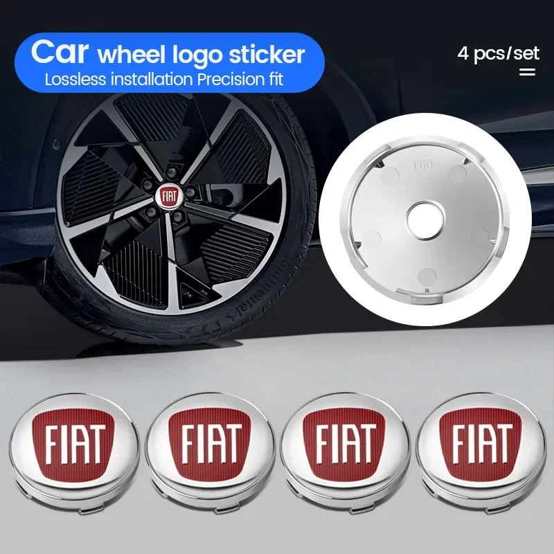 

56/60mm Car Wheel Hub Center Caps Rim Cover Badge Emblem Stickers For Fiat 500 Freemont 124 Linea Brcvo Viaggio 126 Accessories