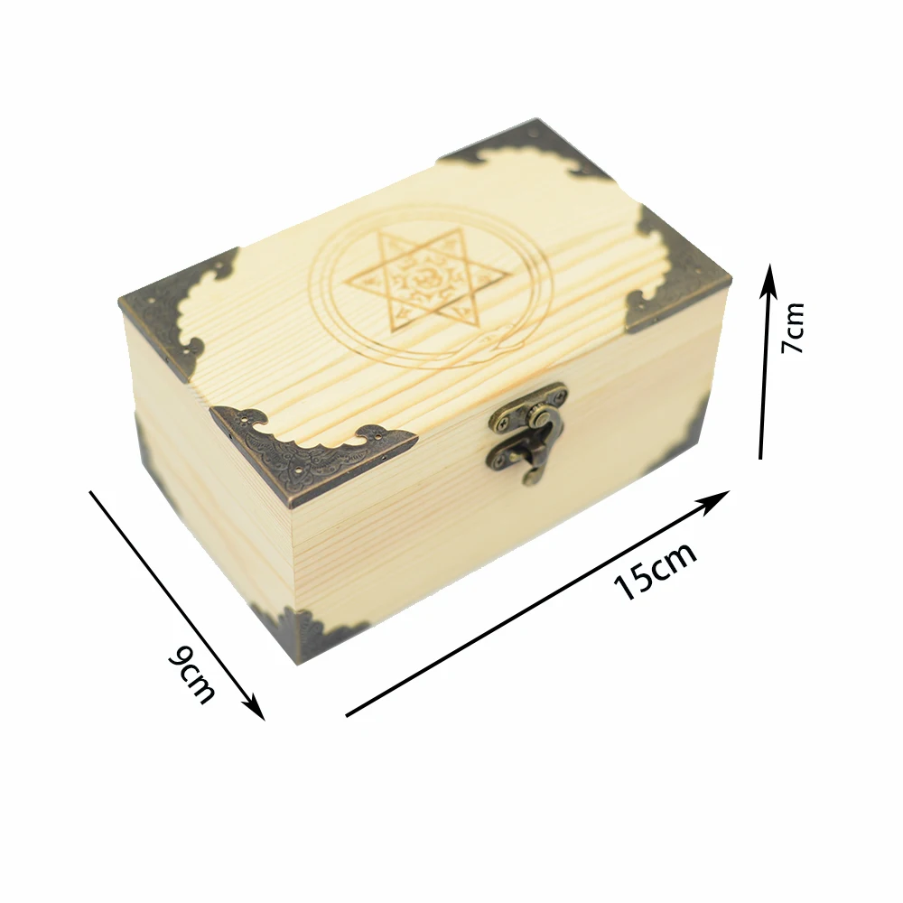 12 * 7cm Mysterious Six Pointed Star Magic Array Wooden Box Gold Foil Tarot Suit Board Game Prediction Card Waterproof |