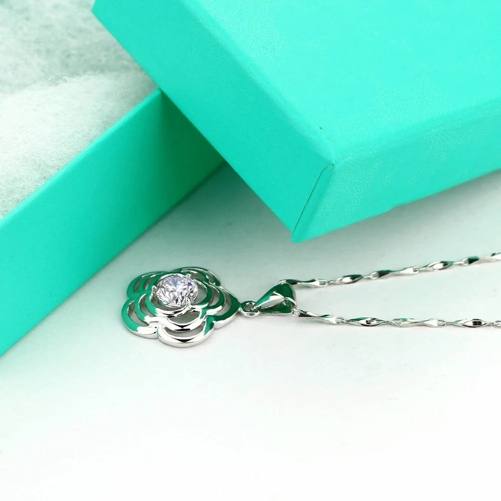 Цепочка с подвеской в виде цветка для мужчин и женщин из серебра 925 пробы