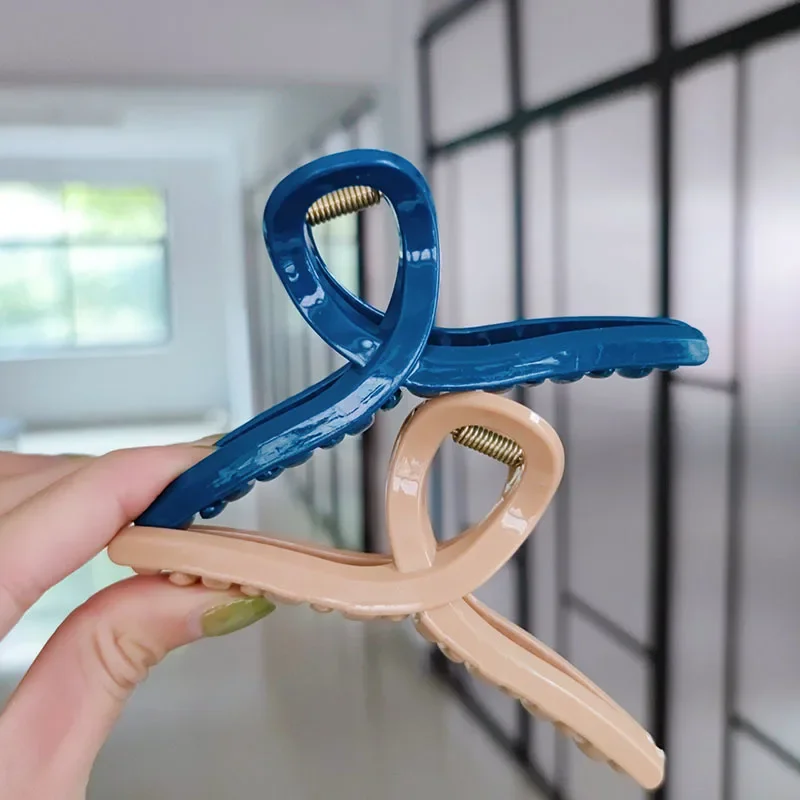 Корейские простые однотонные заколки для волос женщин модные большие акриловые