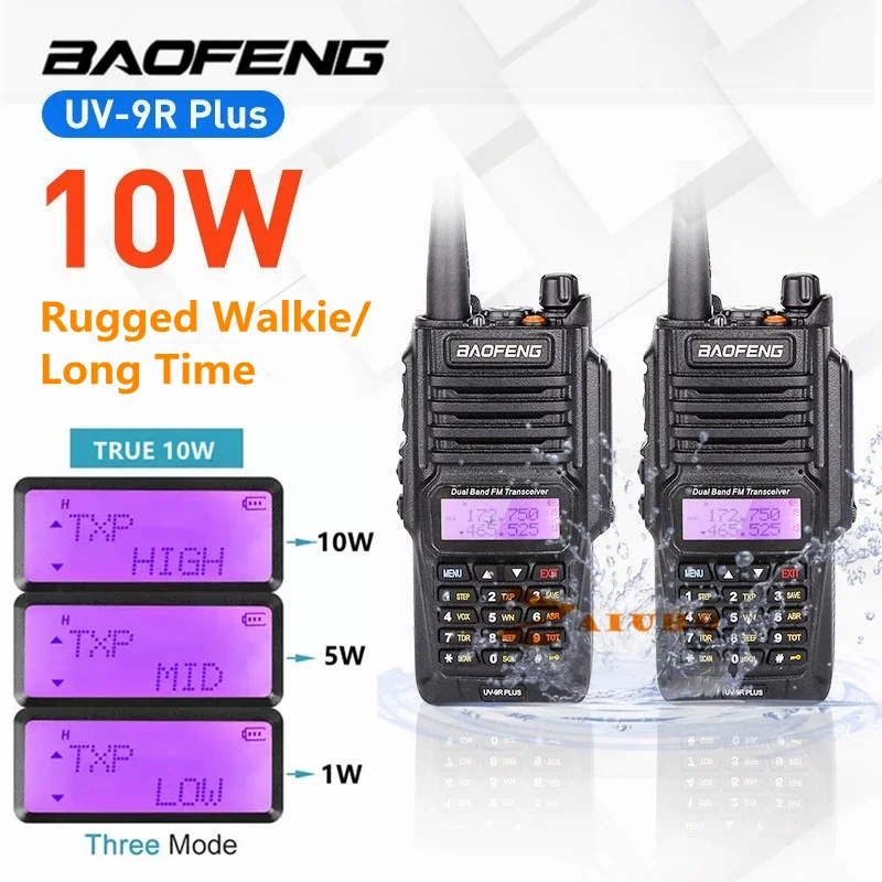 

2Pack Baofeng UV-9R Plus Waterproof Walkie Talkie UV9Rplus Dual Band Portable CB Ham Radios FM Transceiver Two Way Radio
