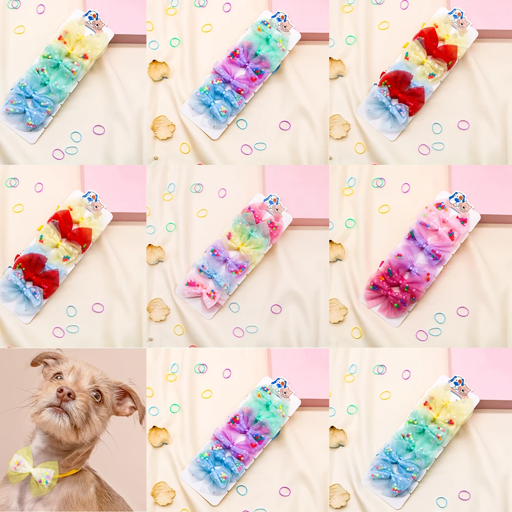 

Украшение для летних питомцев, Кружевной Галстук-бабочка для собак с цветными бусинами для ухода, товары для питомцев, аксессуары для собак