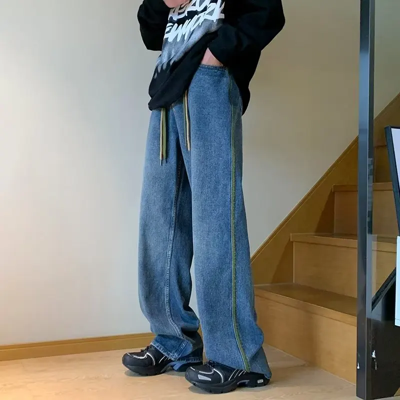 2023 Mens Jeans Pants Classic Fashion Straight Sweatpants Blue Stretch Denim Trousers