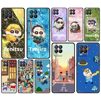 cute crayon shin chan for oppo gt master find x5 x3 realme 9 8 6 c3 c21y pro lite a53s a5 a9 2020 black phone case cover coque