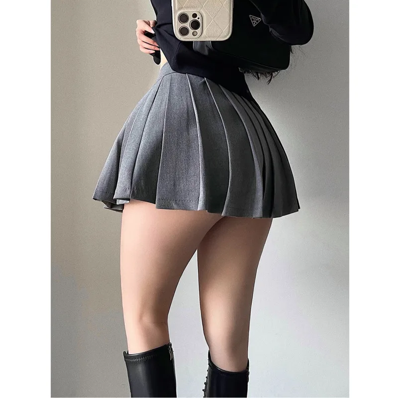 

WOMONGAGA Street Casual Style Hot Girl Sexy A-line Pleated Miniskirt Solid Color High Waist Slim Fashion Women's Clothing 4TCK