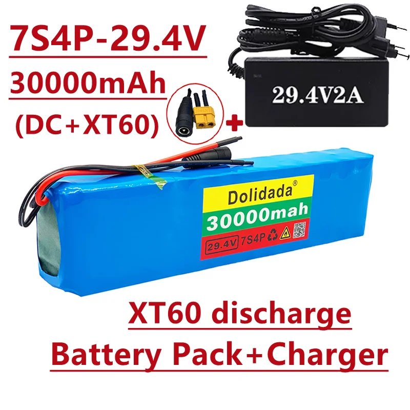 

2022 new 7s4p 30000 MAH electric bicycle eBike scooter lithium ion accu 29.4V 18650 rechargeable battery XT60 plug discharge