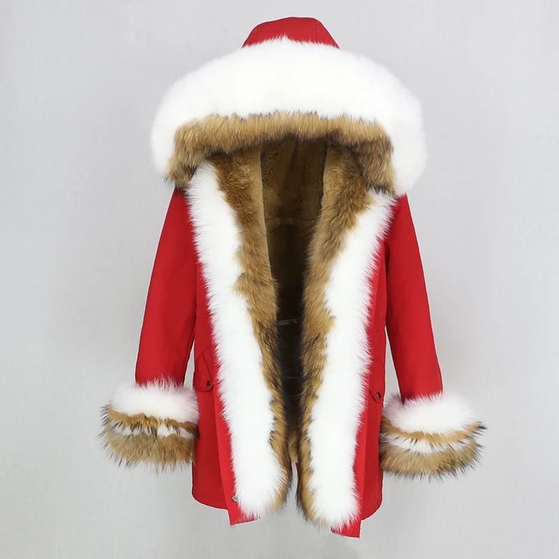 

OFTBUY 2023 Winter Jacket Women Real Fur Coat Thick Warm Natural Fox Fur Collar Hood Parka Outwear Faux Fur Liner Streetwear New