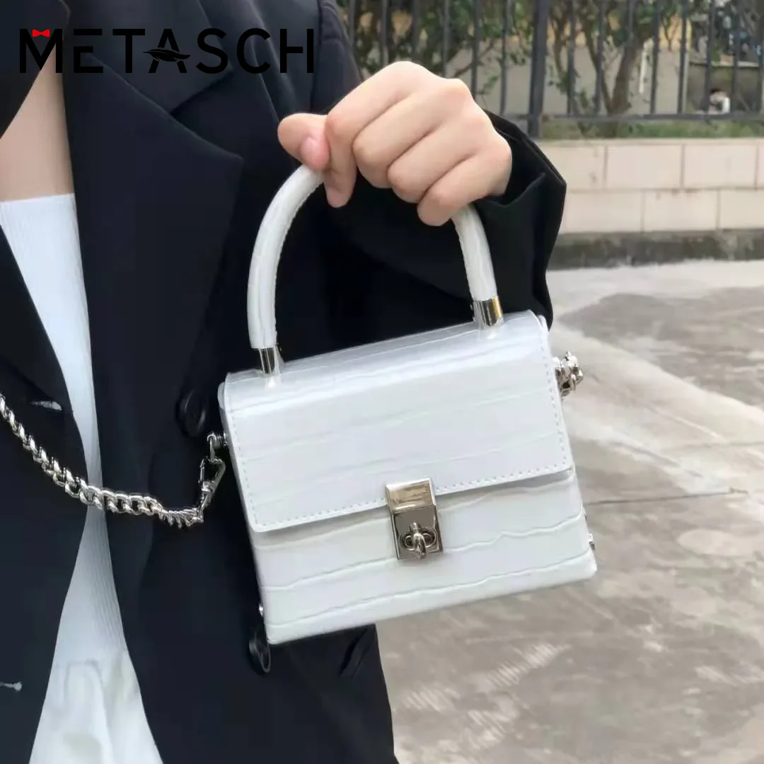 

METASCH Small Square Bag Female 2022 Crocodile Pattern Stone Style Fashion Versatile Shoulder Messenger Bag Handbag Bag