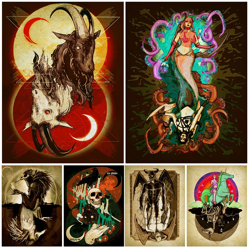 Винтажная Картина на холсте «разворот таинственного мира»