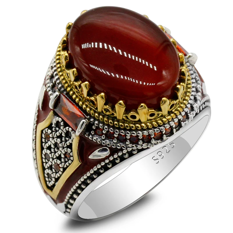 

925 Sterling Silver Natural Onyx Stone Men's Silver Rings Turkey Punk Fashion Men Women Engagement Wedding Rings Jewelry Jewelry