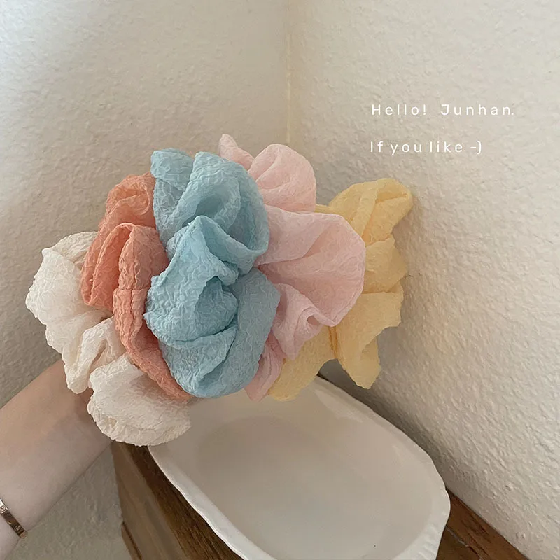 

Korean cream fresh color large intestine hair ring sweet girlelegant hair ring temperament fabric ball head rope hairaccessories