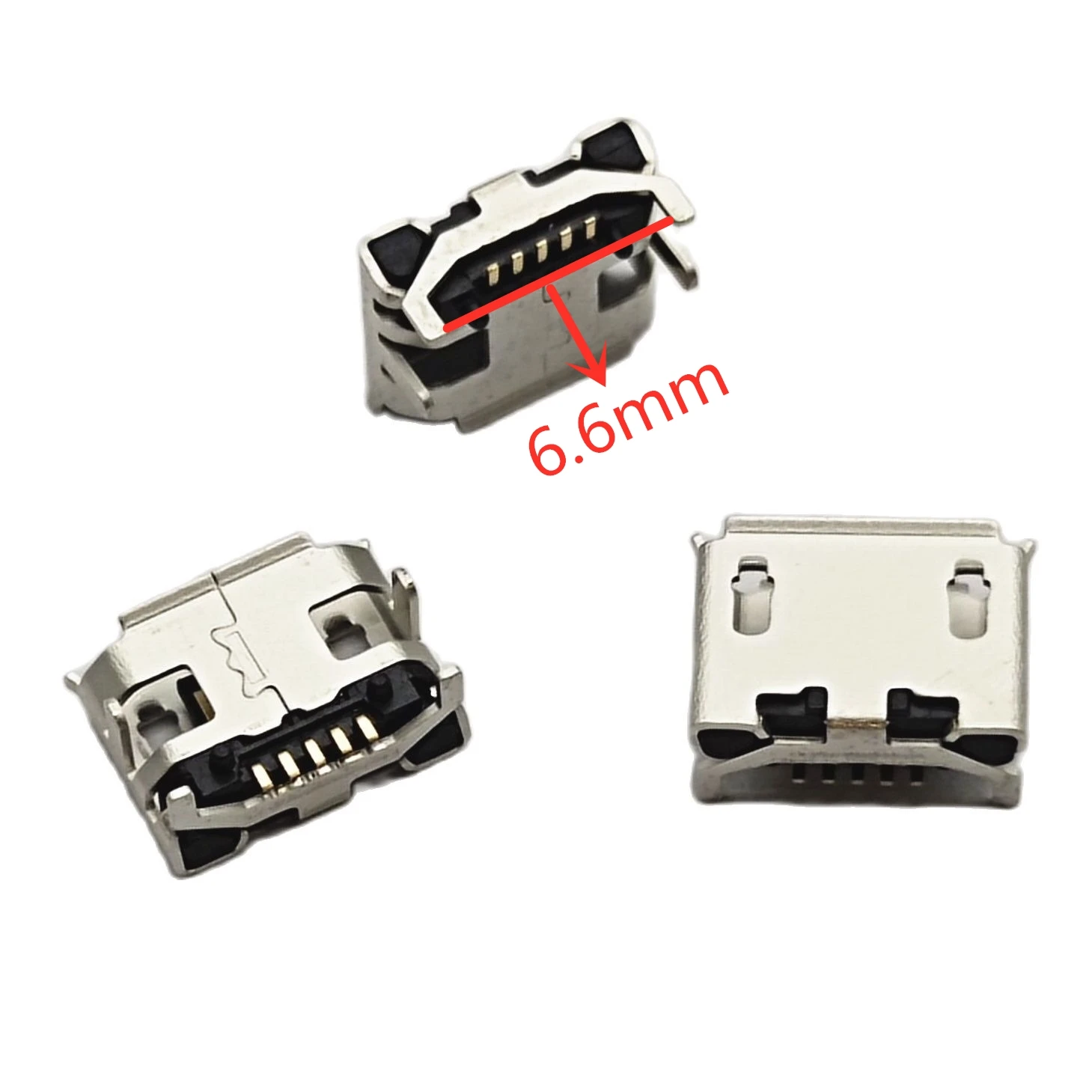 50pcs for Micro USB Connector 5pin Big Ox horn 6.6mm DIP4 Mini usb Connector Four legs For Mobile phone charging tail socket