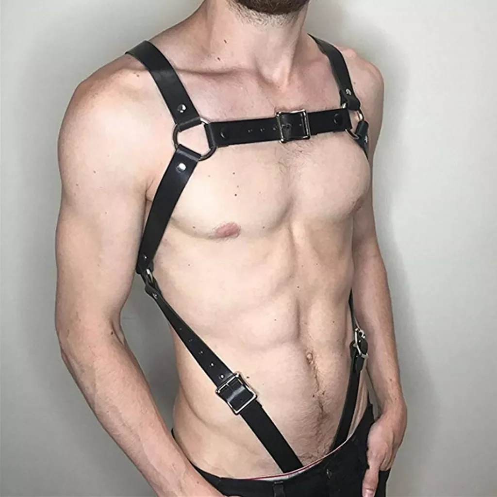 

Men Body Chest Leather Harness Adjustable Suspenders Armor Buckles Cosplay Costumes Clubwear Body Harness Garter Belt