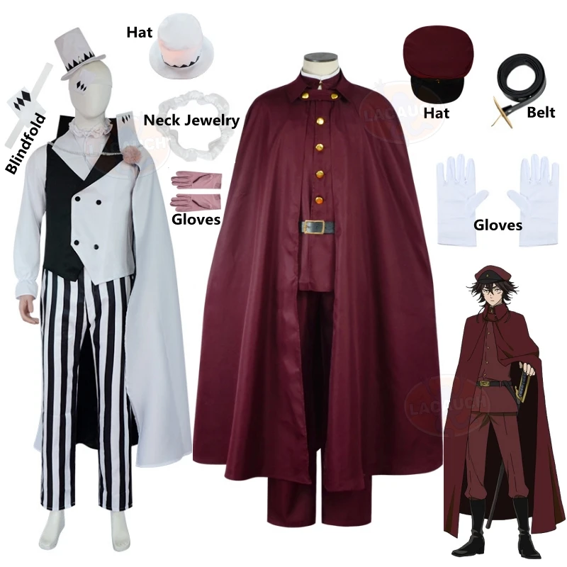 

Anime Bungou Stray Dogs 4th Season Nikolai Gogol Cosplay Costume Saigiku Jouno Genichirou Fukuchi Teruko Okura Halloween Uniform