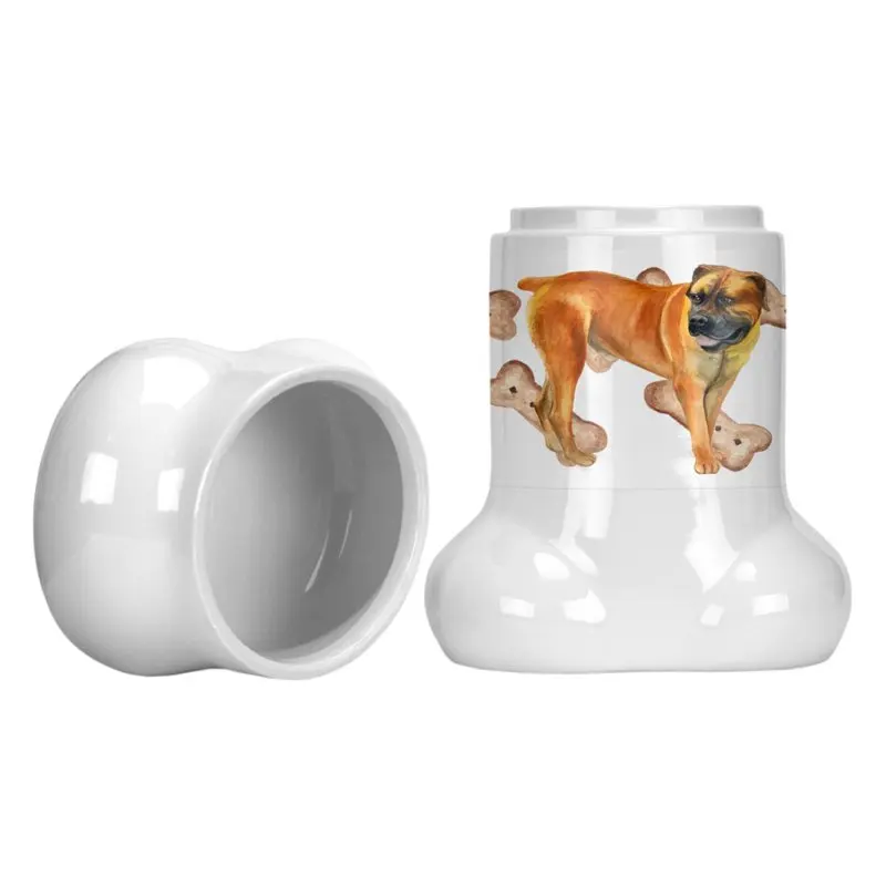 

, Smashing Multicolor Bone Shaped Treat Jar for Boerboel Mastiff - Store and Serve in Style!
