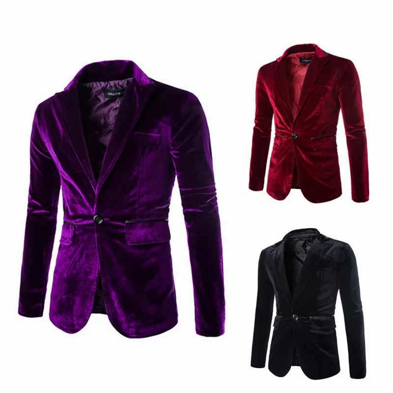

New Fashion Simple Men's Casual Trend Pure Color Corduroy Small Suit