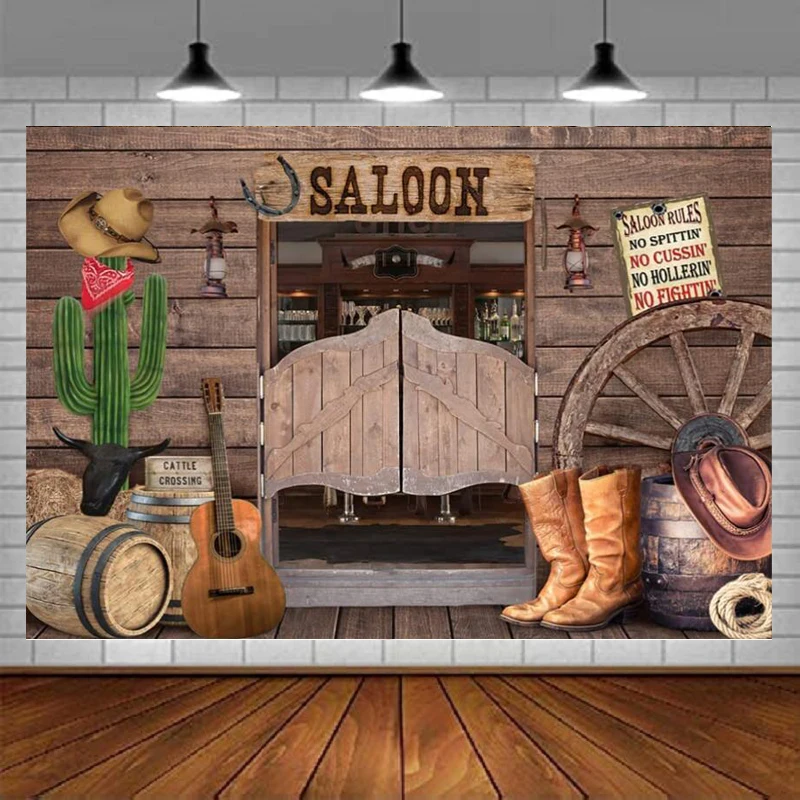 

Western Cowboy Photography Backdrop For Country Wild West Wooden Farmhouse Barn Door Background Birthday Baby Shower Party Decor