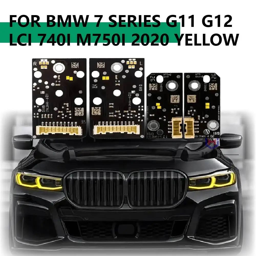 Фото Для BMW 7 серии G11 G12 LCI 2021-2022: Желтая светодиодная плата (чип) источника света DRL Angel Eye для фар, номера деталей 63119498409, 63119498410 №1