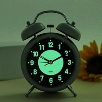 4 7 inch round luminova metal bell alarm clock time to wake clock for kids student childrens sleep trainer desktop alarm clock