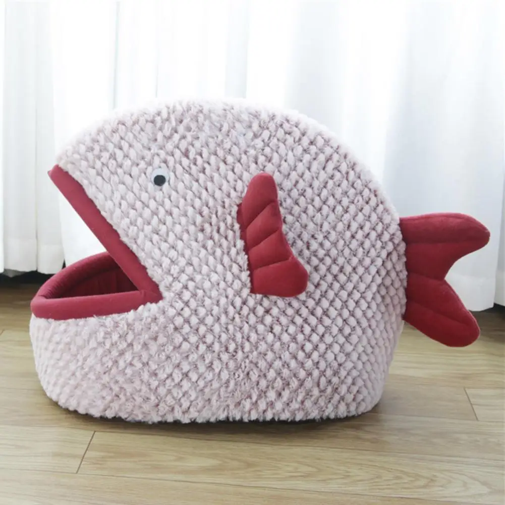 

Гнездо для щенка, ветрозащитная практичная кровать для домашнего питомца, уникальное гнездо для щенка в форме рыбы, спальная кровать для до...