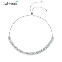 luoteemi adjustable slide marquise cut clear cubic zirconia leaf tennis choker necklaces for women bridal wedding chokers chic