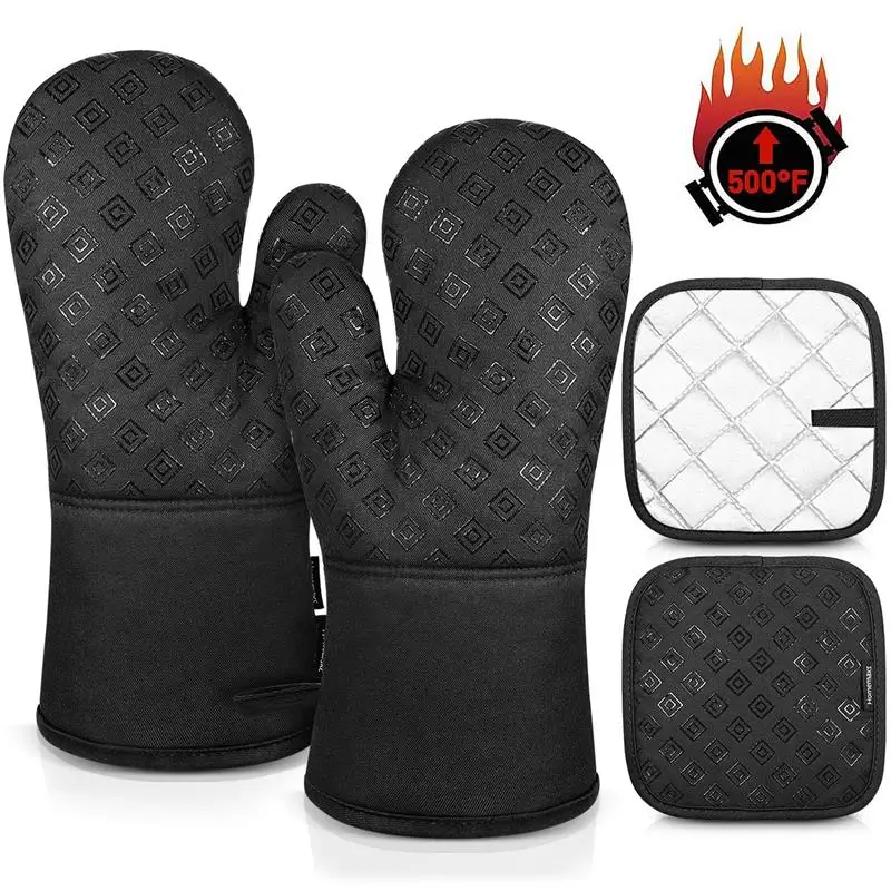 

2 шт., термостойкие варежки для духовки, с держателем для посуды