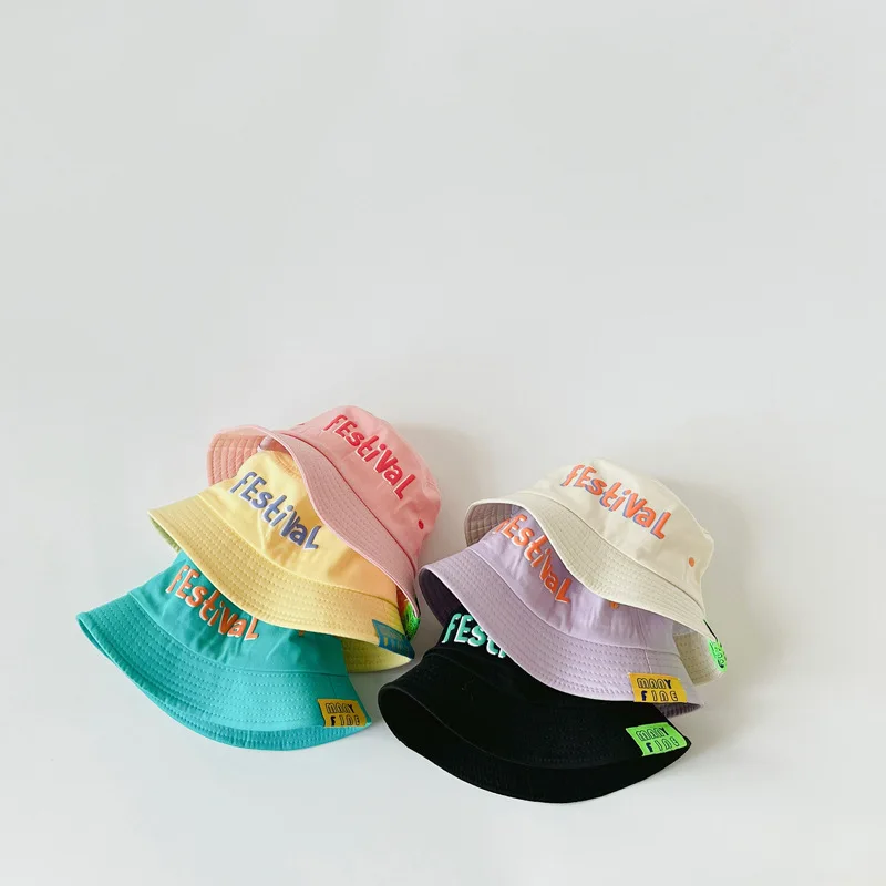 

Spring Summer Style Boys Girls Beach Bucket Hat Hip Hop Alphabet Basin Hats New Infant Toddler Fisherman Cap Kids Baby Basin Cap