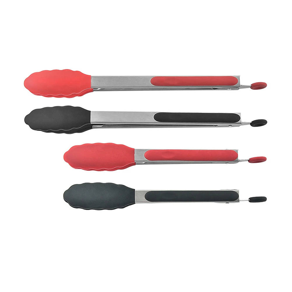 

Silicone Food Tong Stainless Steel Tongs Silicone Non-slip Cooking Clamp BBQ Salad Bread Tools Grill Kitchen Accessories