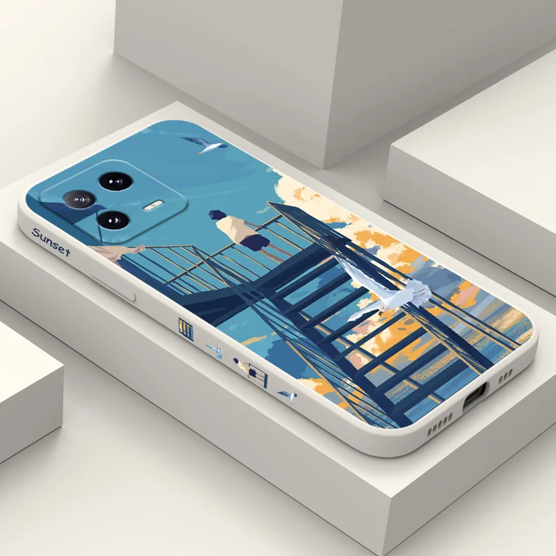 Чехол для телефона Seagull And Boy Xiaomi Mi 14 13 13T 12 12X 12T 12S 11 11T 10 10T 9 9T Pro Lite жидкий силиконовый