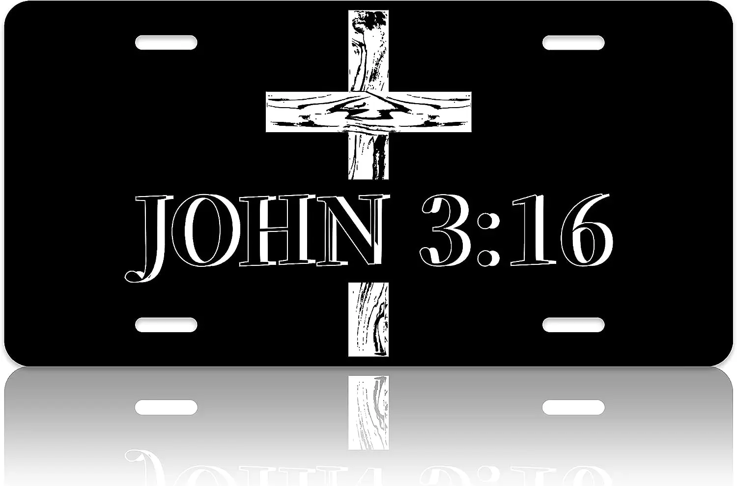 

John 3:16 Jesus Cross License Plate Religious License Plate Cover Car Front Rust-Proof Stainless Metal Car Plates Tag 12x6in