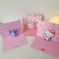 kuromi melody cinnamoroll kittys kawaii sanrios cartoon three dimensional birthday card girl heart message card gift for girls