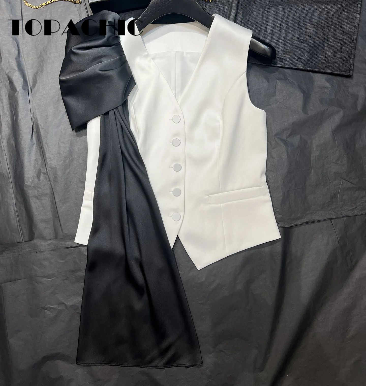 Женский винтажный однобортный жилет с v-образным вырезом и цветной лентой