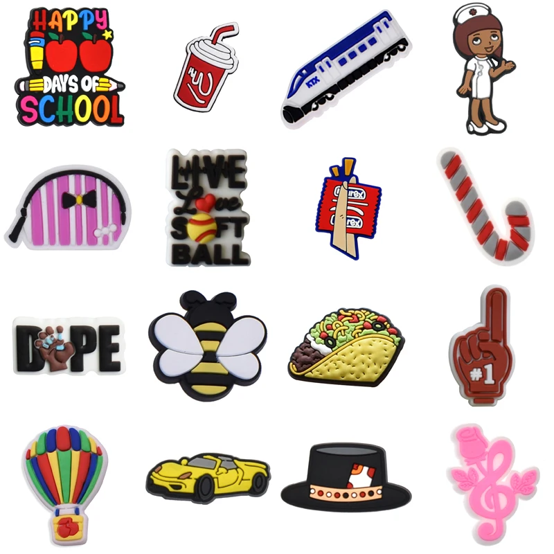 

Hot Sales 1Pcs PVC Shoes Charms Accessories Boys Girls Party Gifts Garden Clog Buckle Decorations Fit Croc Sandals Wristband