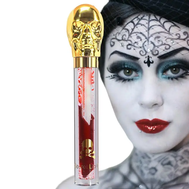 Блеск для губ на Хэллоуин стильный Увлажняющий блеск в виде черепа искусственный
