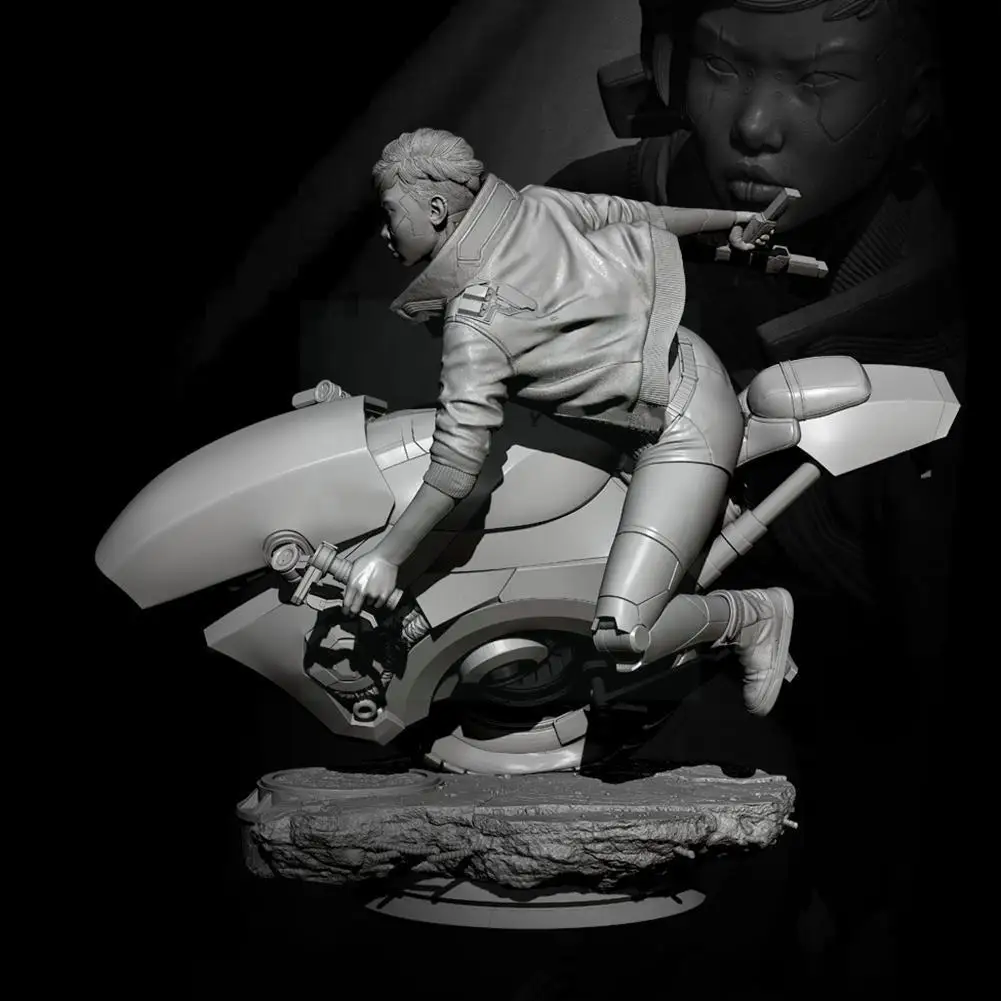 

Смоляная модель мотоцикла женщина-солдат самостоятельная сборка белая Современная фигурка солдата Модель женская модель аксессуар A6p4