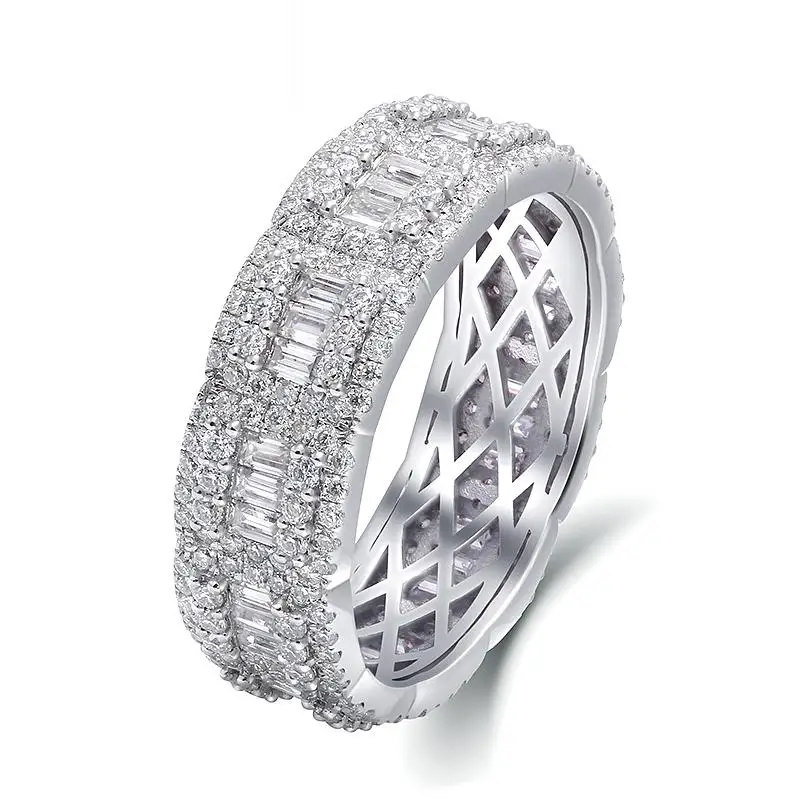 

Moissanite Engagement Wedding Band Ring Test Positive Pass Diamond Tester Solid 14k White Gold