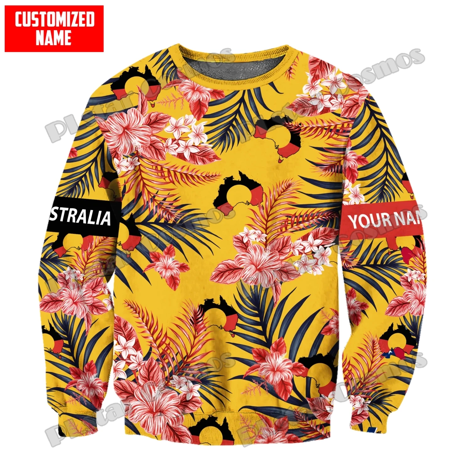 PLstar Cosmos индивидуальное имя австралийский цветок гибискуса с 3D принтом мужская