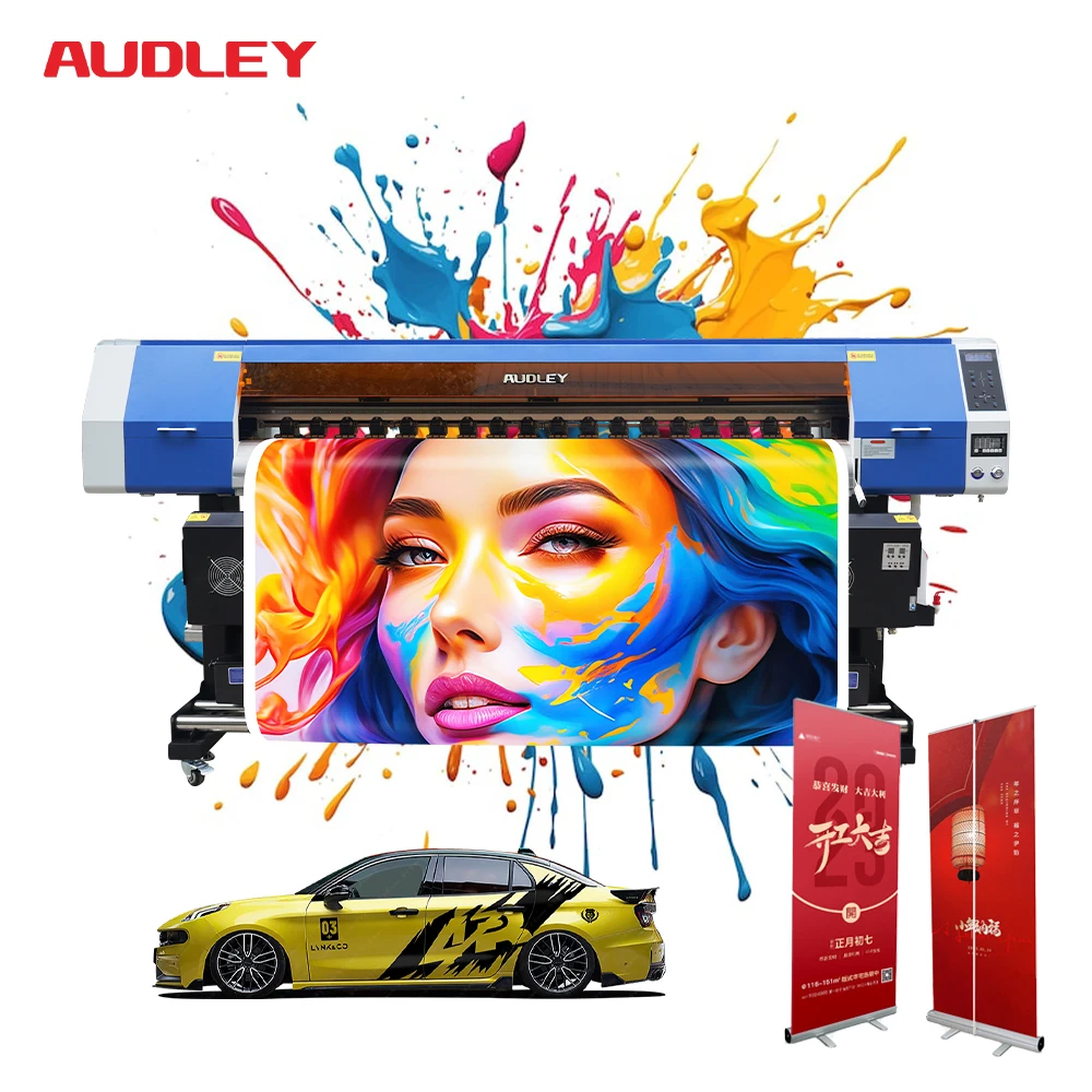Фото Широкоформатный цифровой принтер Audley 1.8м/3.2м для печати на виниле и баннерах, экосольвентный принтер для печати на гибких баннерах. №1