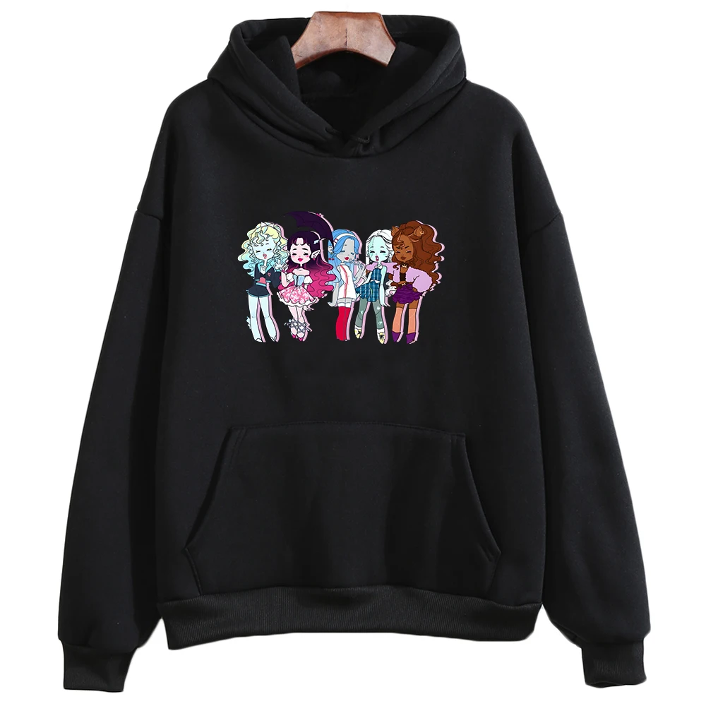 

M-Monster High Movie Hoodies Cartoon Anime Casual Long Sleeve Sweatshirts for Girls Long Sleeve Fashion Pullovers Printing Hoody