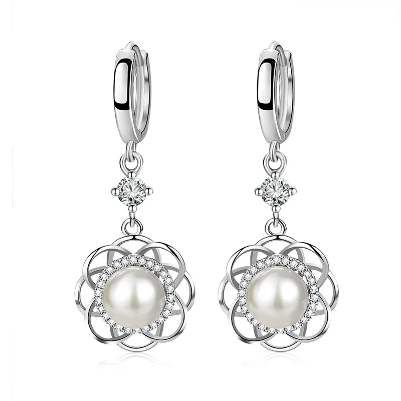 Элегантные ажурные цветочные серьги для женщин милая романтичная жемчужная