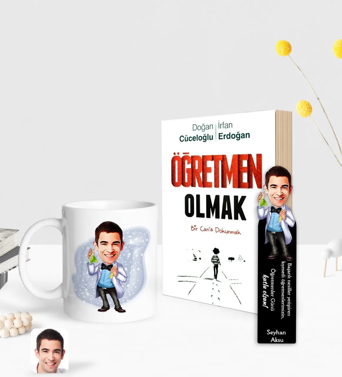 

Персонализированная Мужская карикатура для учителя химической промышленности, белая кружка, деревянные книги и книги для учителя, подарок