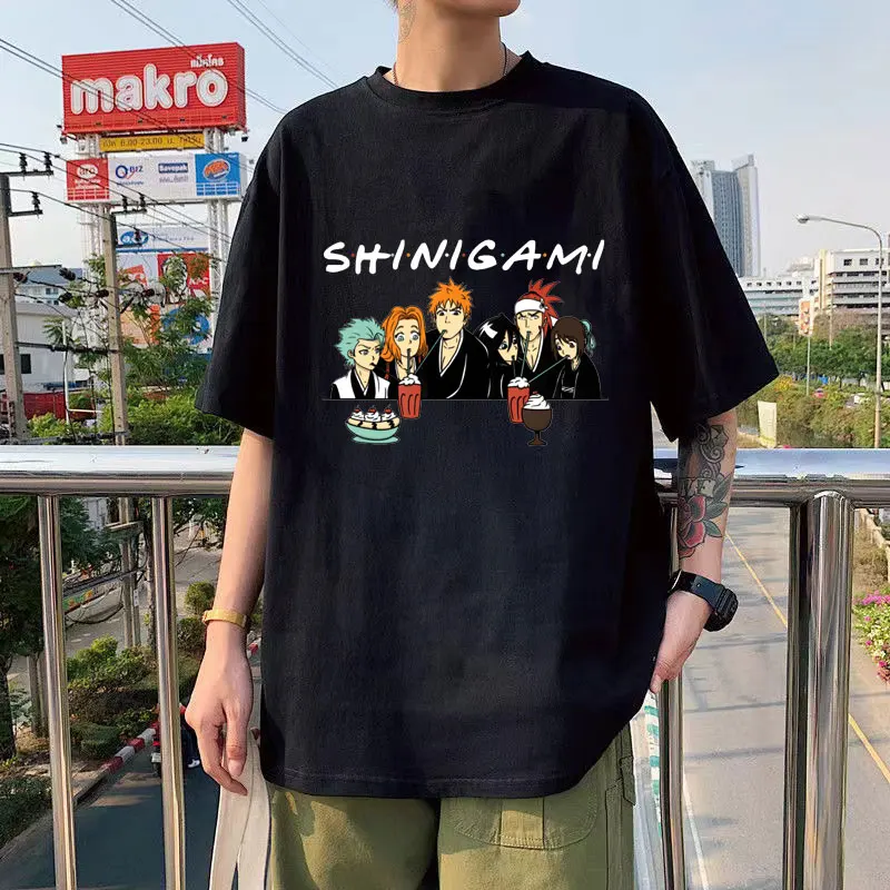 

Футболка с рисунком аниме отбеливатель Kurosaki Ichigo Friends оверсайз футболка Японская манга Shinigami хип-хоп Уличная одежда мужская женская футболка...