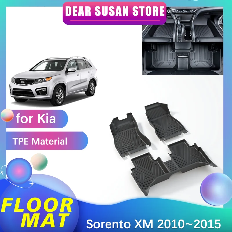 

Автомобильный напольный коврик для Kia Sorento XM 2010 ~ 2014 2011 2012, подкладка для ног из ТПЭ, коврик для интерьера, индивидуальный чехол, аксессуары для ковриков